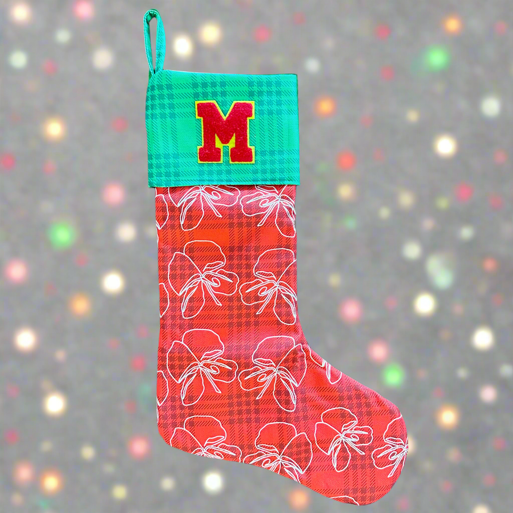 Red Orchid Stocking - With Initial