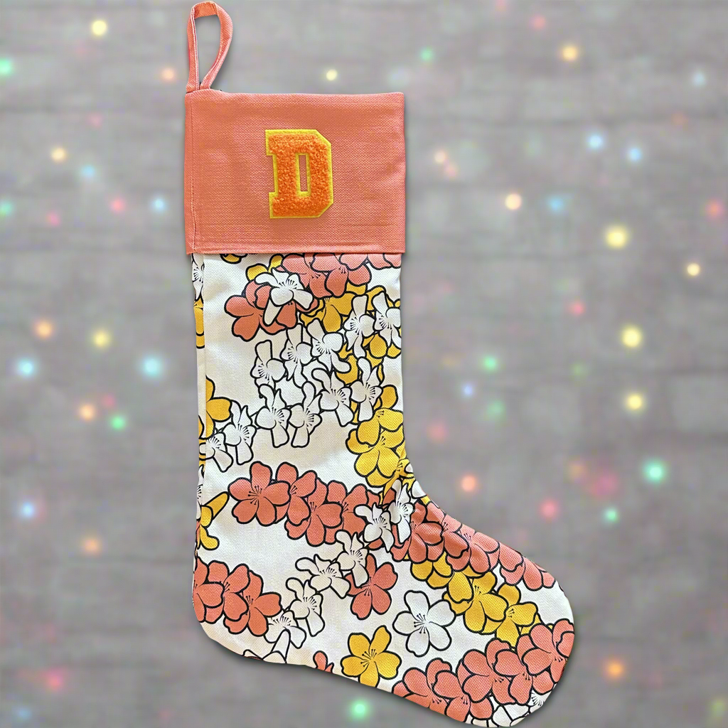 Coral/Yellow/White Hawaiian Lei Stocking